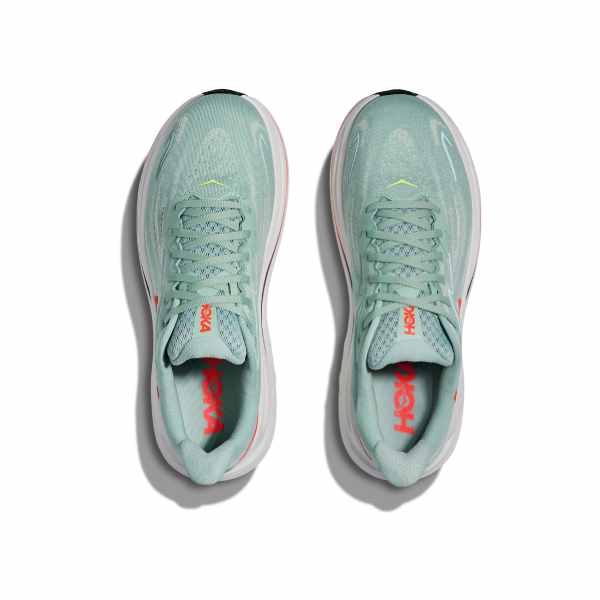 Hoka Clifton 10 Sage / Neon Flame Wide