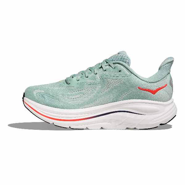 Hoka Clifton 10 Sage / Neon Flame Wide