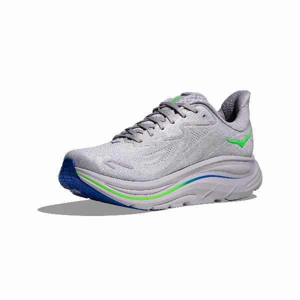 Hoka Clifton 10 Ash Grey Neon Green