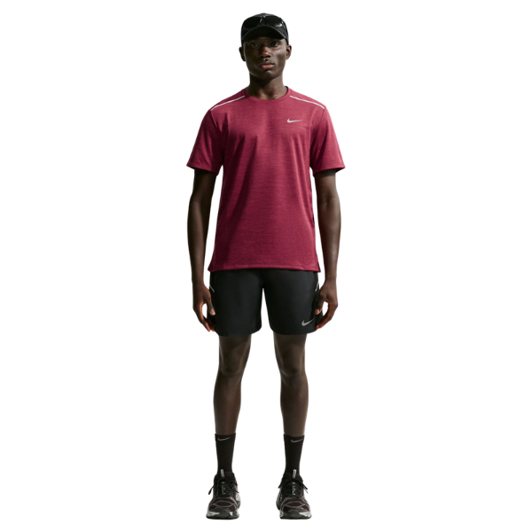 Nike Miler Dri-FIT UV Short-Sleeve Running Top Tough Red/Mystic Dates