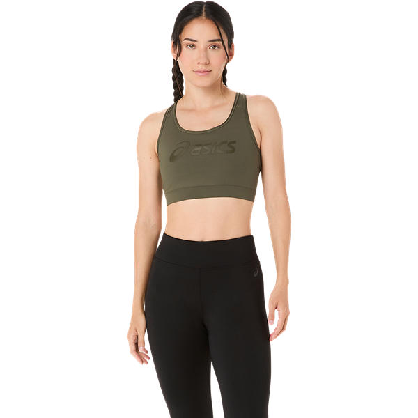 Asics Essential Asics Logo Padless Bra Dark Olive