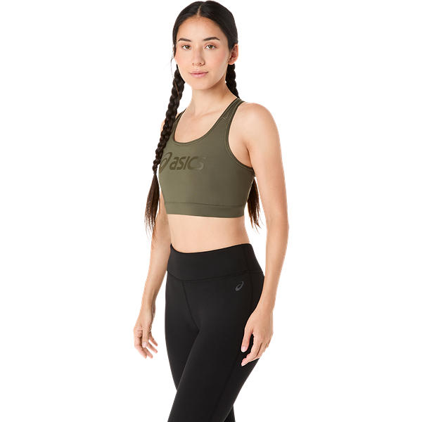 Asics Essential Asics Logo Padless Bra Dark Olive