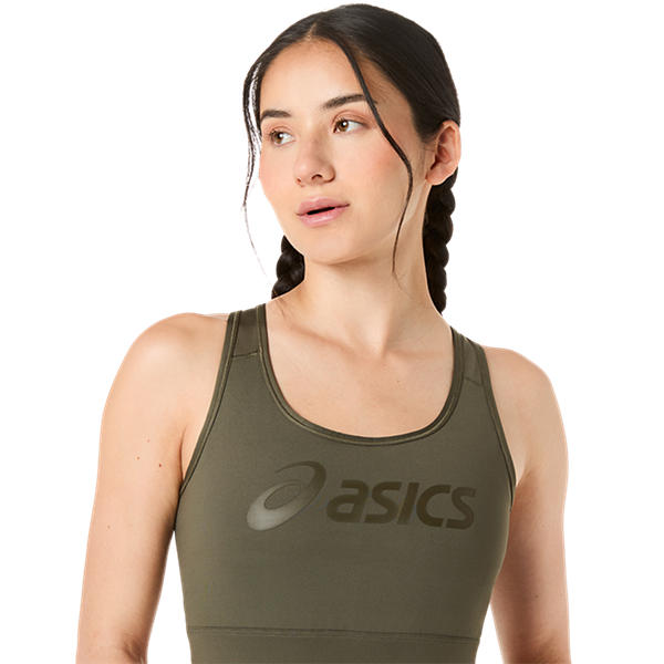 Asics Essential Asics Logo Padless Bra Dark Olive