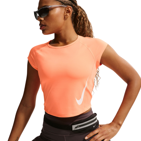 Nike Tempo Swoosh Dri-FIT Cap-Sleeve Running Top Orange Pulse