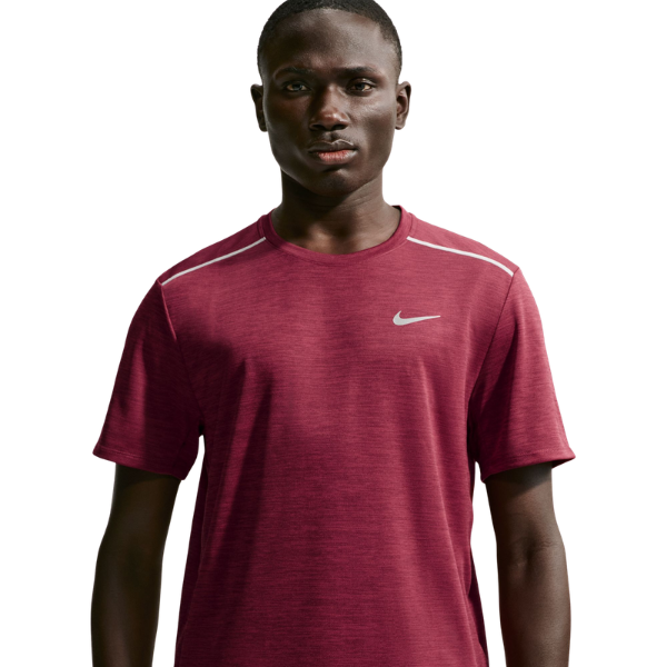 Nike Miler Dri-FIT UV Short-Sleeve Running Top Tough Red/Mystic Dates