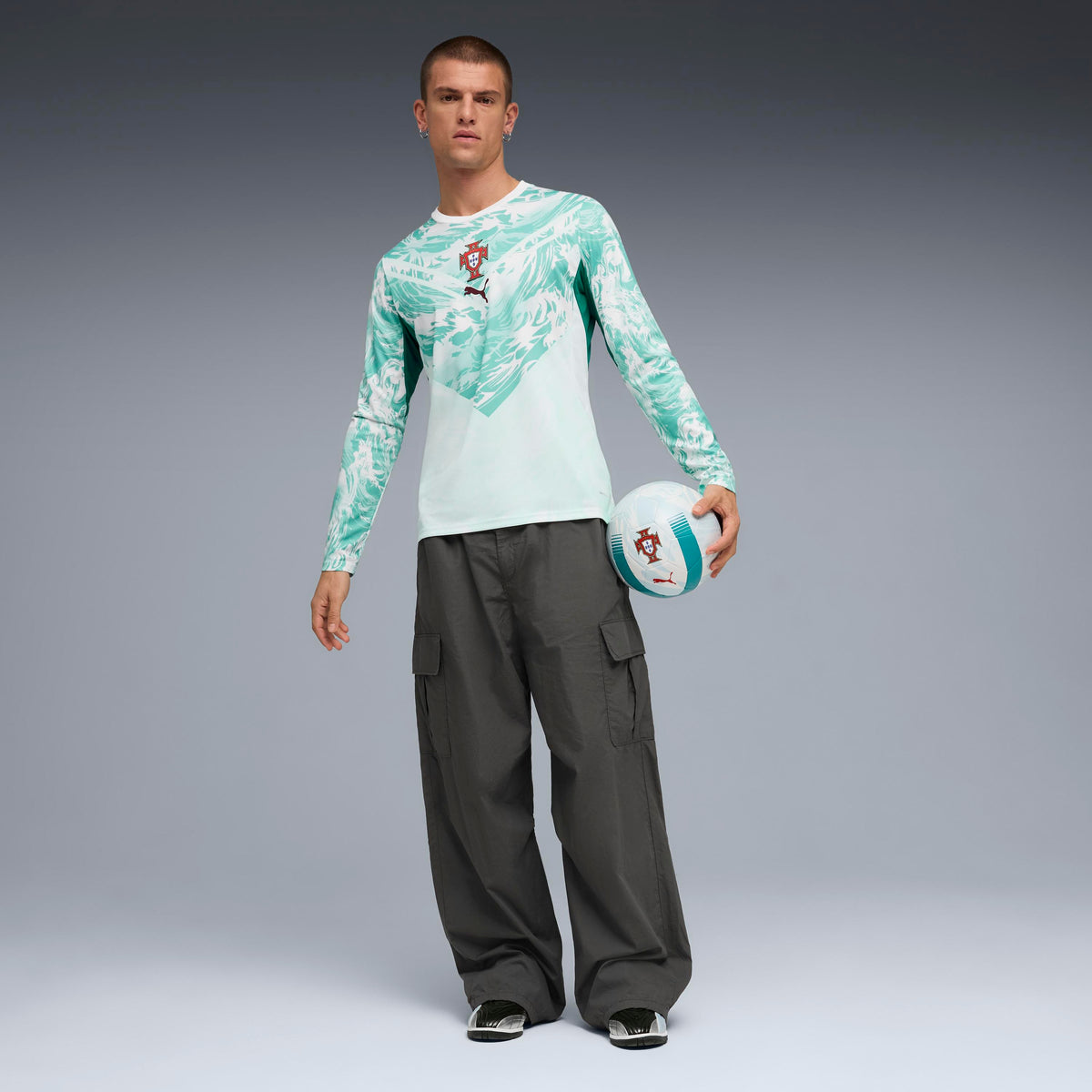 Puma Portugal Long Sleeve Away Jersey White-Green Lagoon