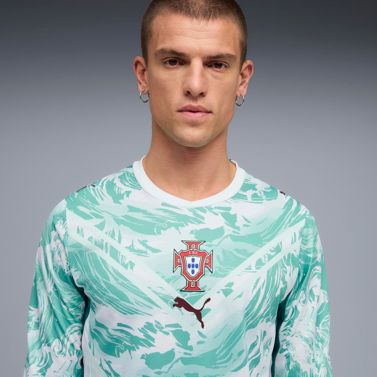 Puma Portugal Long Sleeve Away Jersey White-Green Lagoon