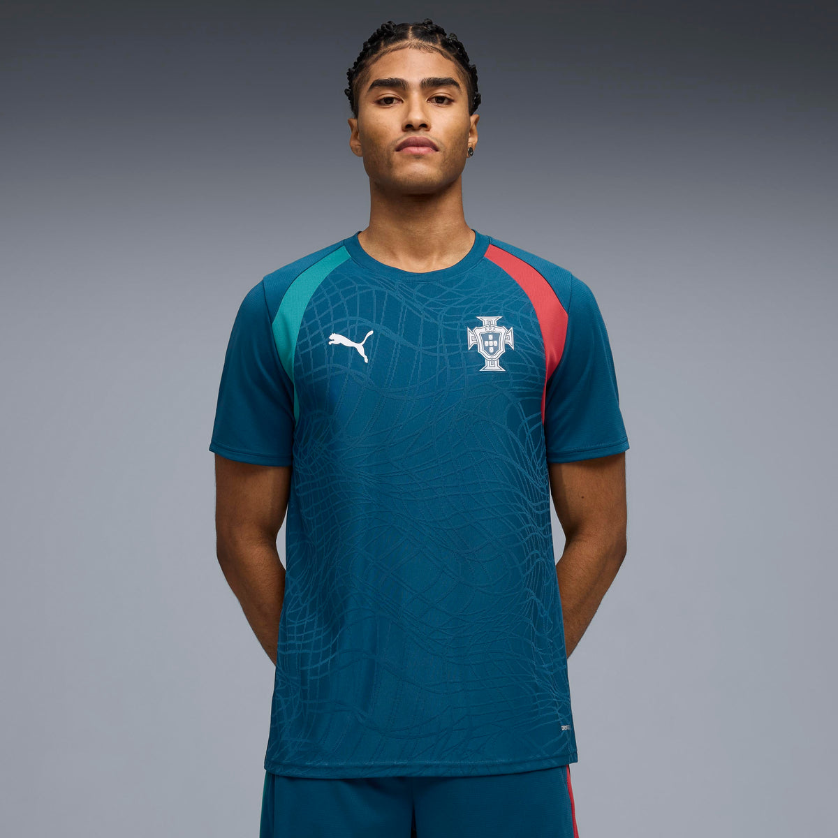 Puma Portugal Slim Training Jersey Ocean Tropic-Silver Mist