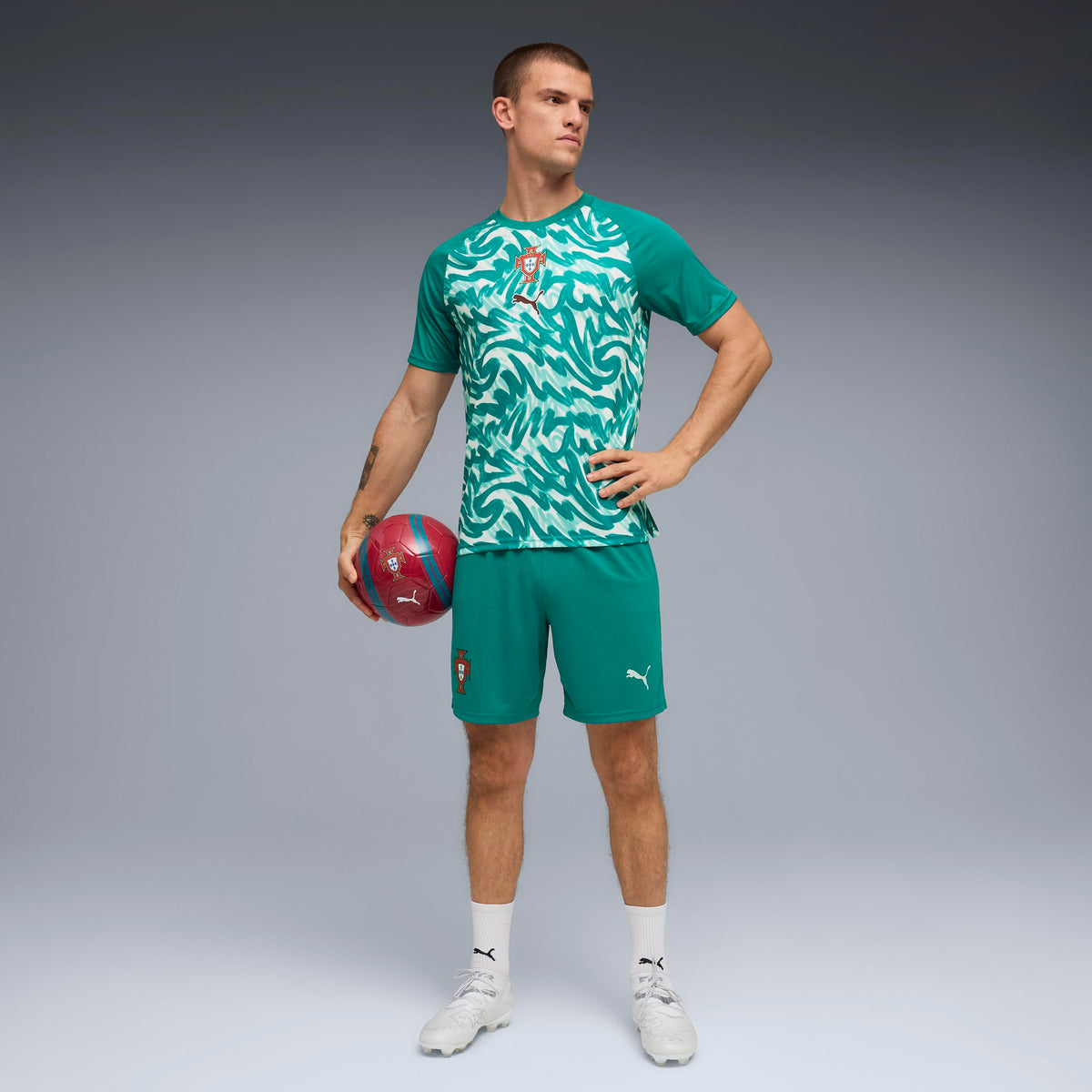 Puma Portugal 26 Warm Up Jersey Green Lagoon