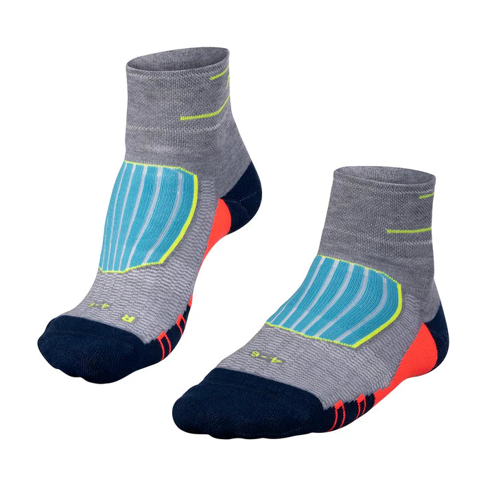 Falke Pressure Free Reflective Running Socks Midgrey/Flu Coral