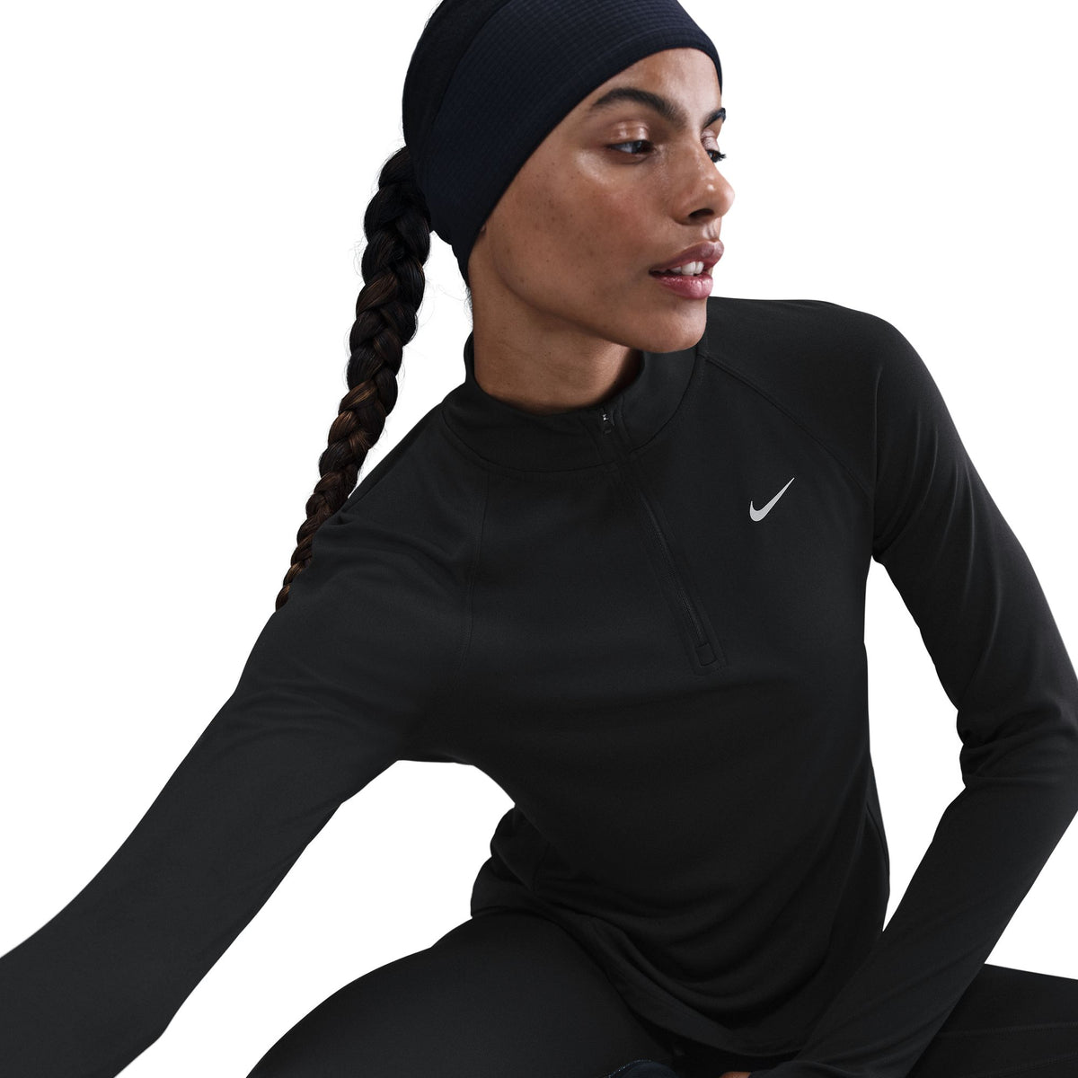 Nike Tempo Swoosh Run Dri-FIT 1/4-Zip Running Top Black/White