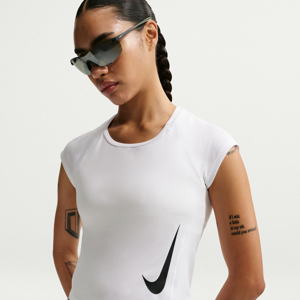 Nike Tempo Swoosh Dri-FIT Cap-Sleeve Running Top White