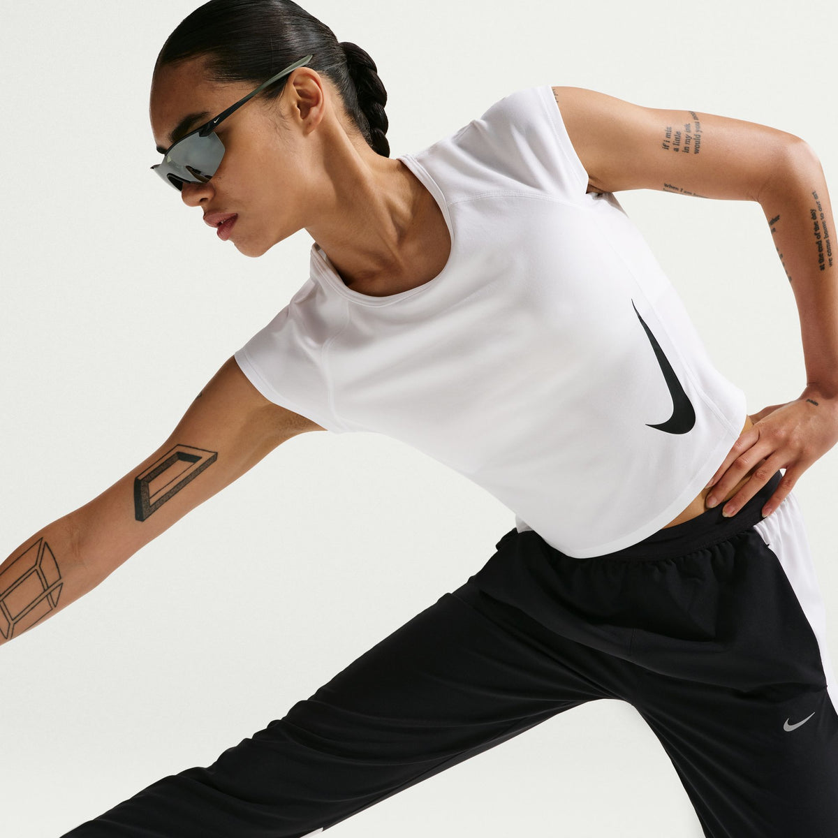 Nike Tempo Swoosh Dri-FIT Cap-Sleeve Running Top White