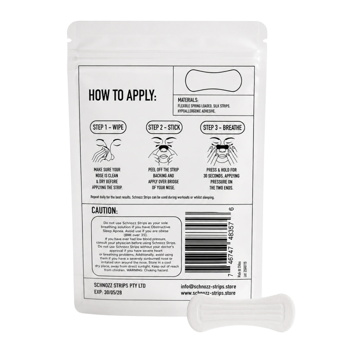 Schnozz Strips Nasal Strips 30 Day Supply