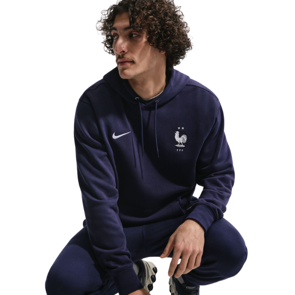 Nike France Club Football French Terry Pullover Hoodie Blackened Blue