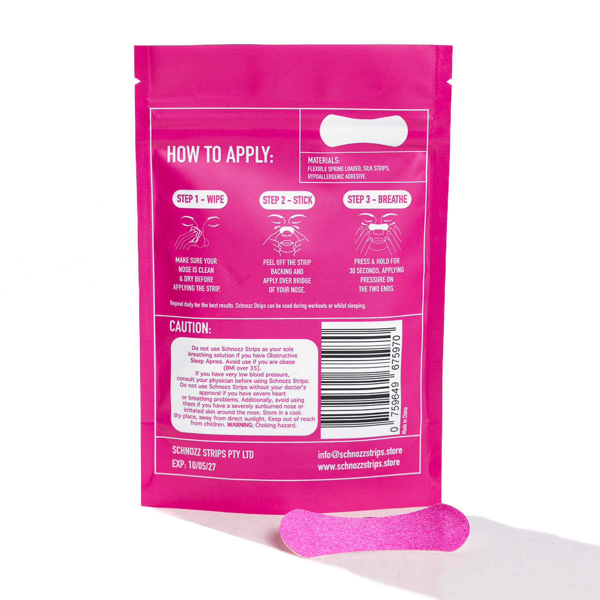 Schnozz Strips Nasal Strips 30 Day Supply