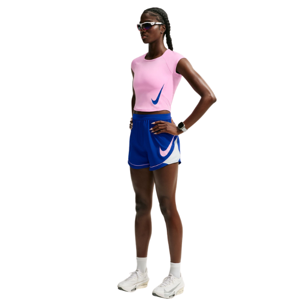 Nike Tempo Swoosh Dri-FIT Cap-Sleeve Running Top Pink Rise