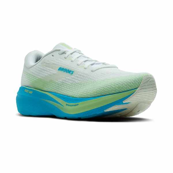Brooks Ghost Amp White/Blue/Paradise Green