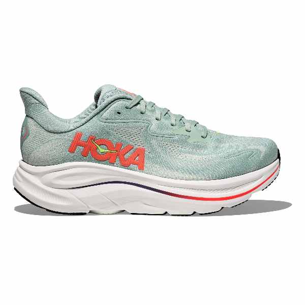 Hoka Clifton 10 Sage / Neon Flame Wide