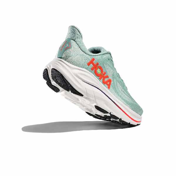 Hoka Clifton 10 Sage / Neon Flame Wide