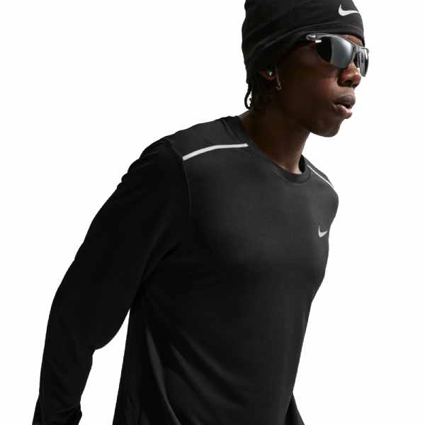 Nike Miler Dri-FIT UV Long Sleeve Running Top Black