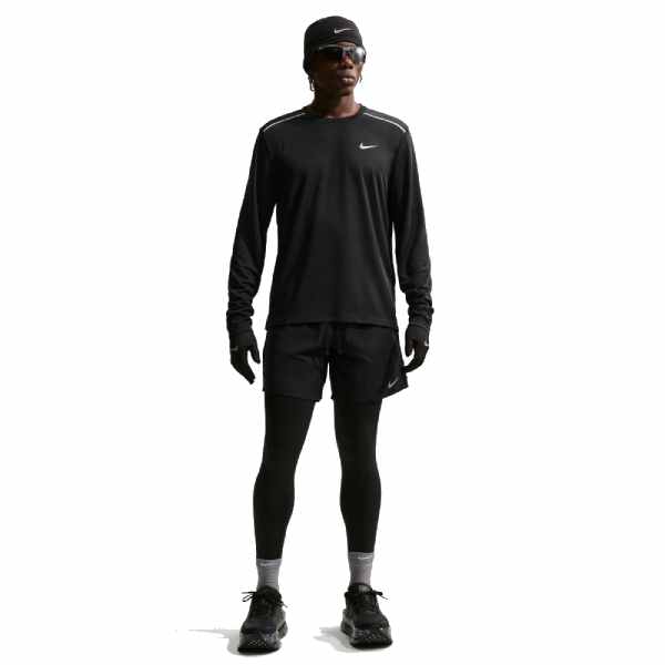 Nike Miler Dri-FIT UV Long Sleeve Running Top Black