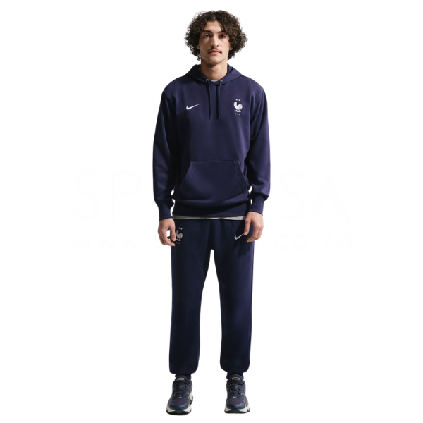 Nike France Club Football French Terry Pullover Hoodie Blackened Blue