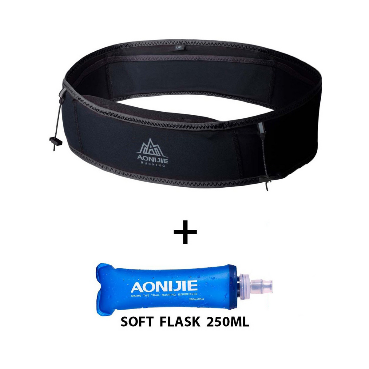 Aonijie Elasticated Hip Belt with Soft Flask 250ml Black