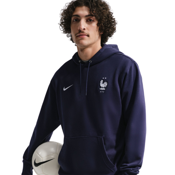 Nike France Club Football French Terry Pullover Hoodie Blackened Blue