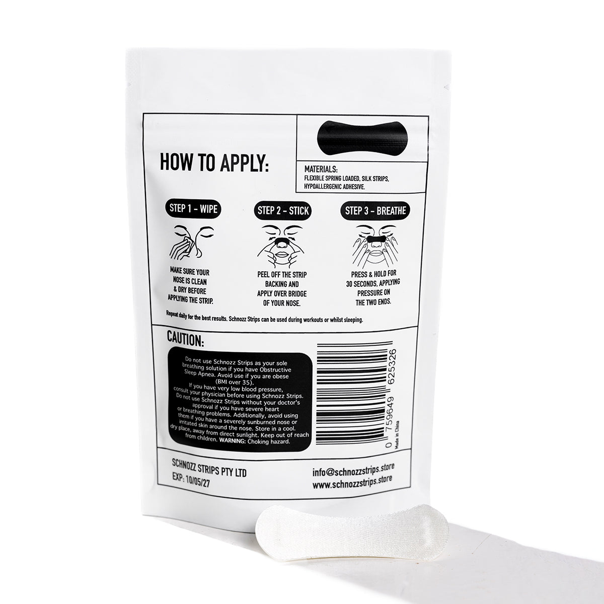 Schnozz Strips Nasal Strips 30 Day Supply