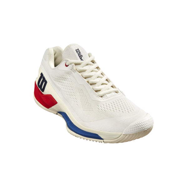 Wilson Rush Pro 4.0 Snow White / Wilson Red / Deja Vu Blue Tennis Shoe Women