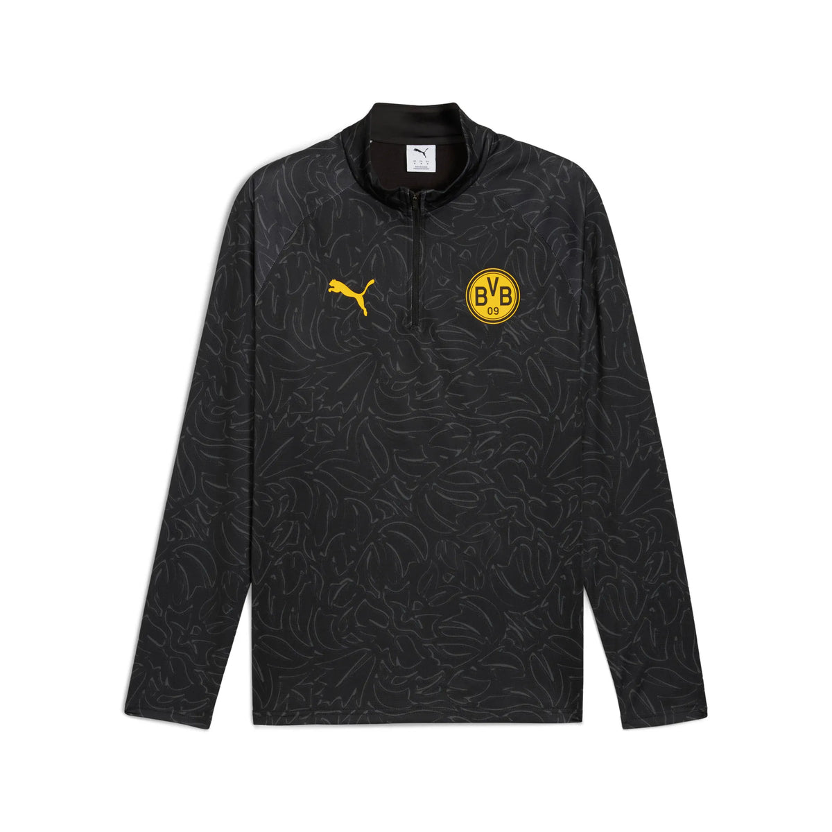 Puma BVB Warm Up 1/4 Zip Top Black-Yellow Sizzle