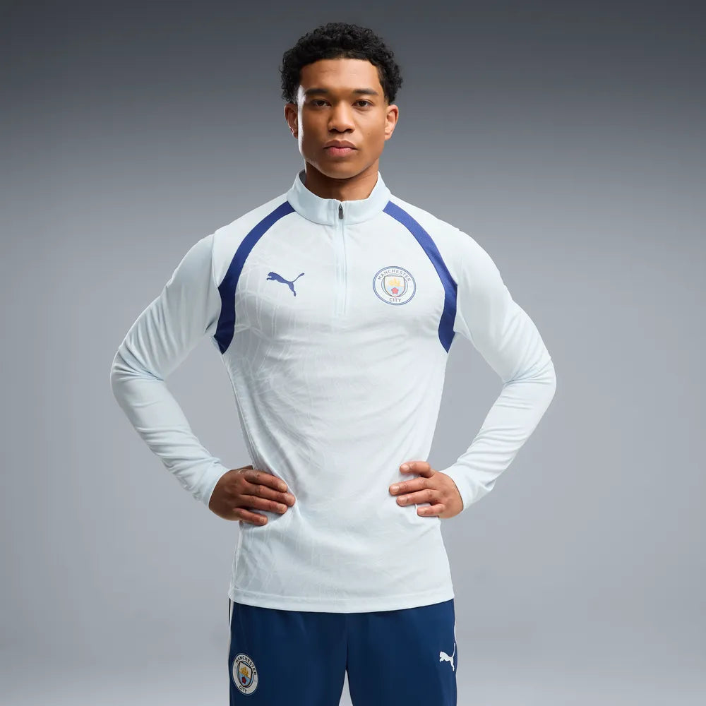 Puma Manchester City Quarter-Zip Slim Training Top Dewdrop-Blue Jewel